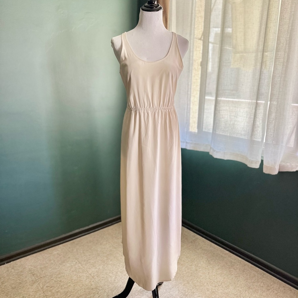 100% Silk Ivory/Light Yellow Maxi Dress